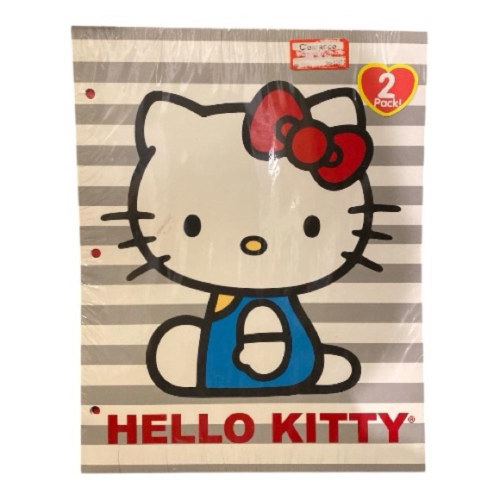 Hello Kitty By Sanrio 3 hole punched paper folders-  sealed 2 pack- 2011